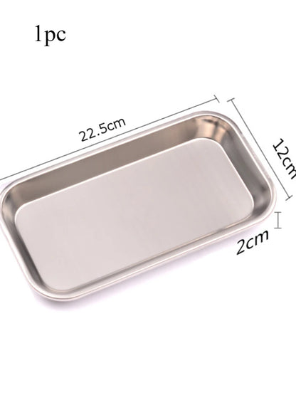 1/2pcs Kitchen Tray Stainless Steel Square Storage Tray Dental Medical Tool Nail Tattoo Dental Medical Device Supplies Tray…