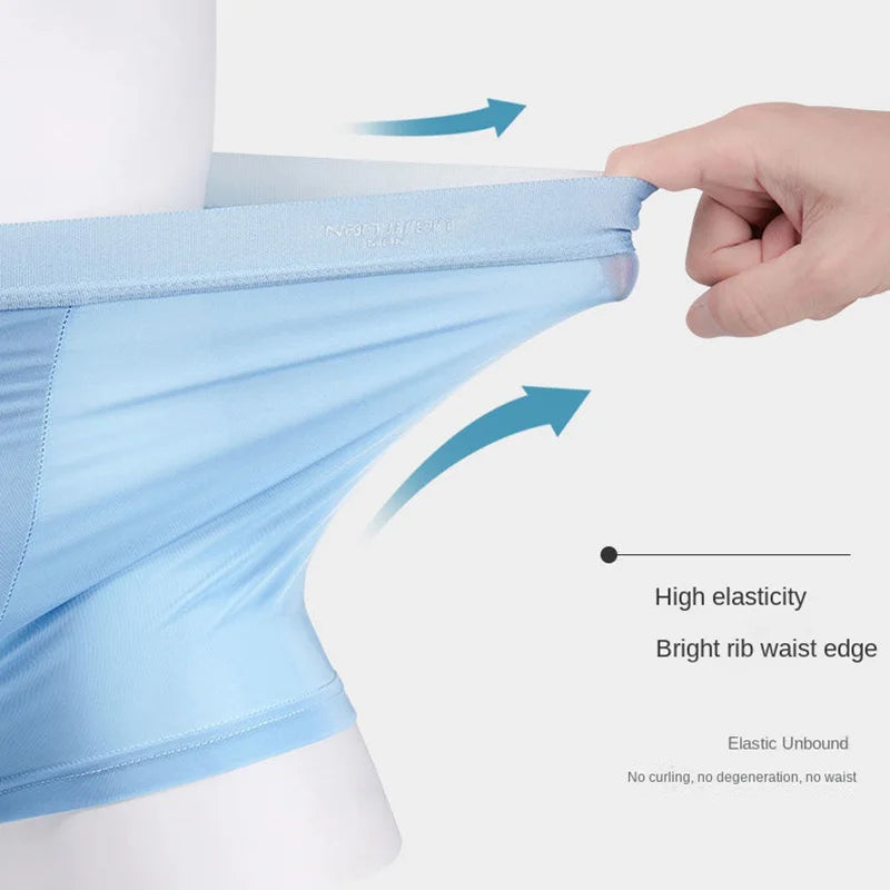 4pcs Boxer Shorts Men's Ice Silk Underwear Male Underpants Breathable Sexy Thin Panties U Convex Lingerie Wholesale Lots L-6…