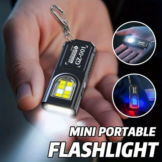Powerful Mini COB LED Keychain Flashlight USB C Rechargeable Hanging Work Light Waterproof Keyring Camping Walking Pocket La…