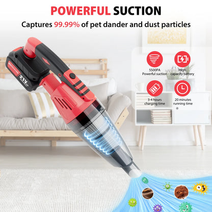 Cordless Vacuum Cleaner, 55KPA Lightweight Vacuum Cleaners for Home with Rechargeable 2200 mAh Battery, Handheld Vacuum for…