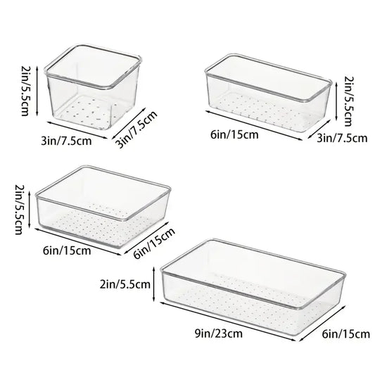 10-Piece Versatile Drawer Organizer Set - Clear Plastic Trays and Dividers in 4 Sizes for Perfect Makeup and Kitchen Storage…