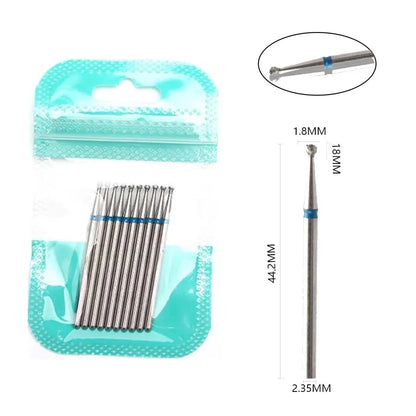 10pcs Diamond Milling Cutter Nail Drill Bits Set For Manicure Accessory Pedicure Eletric Machine Nail Bit Brush Burr Tools -…
