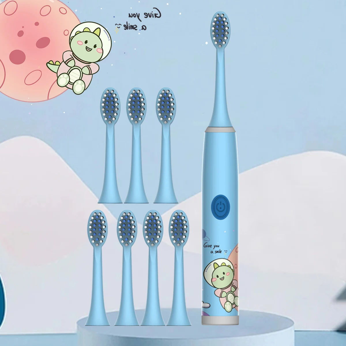 Children's Electric Toothbrush Color Cartoon Space Series Children's Soft Hair Cleaning Brush (Battery Not Included) - image…