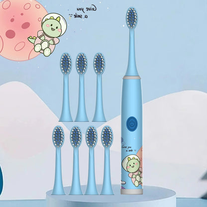 Children's Electric Toothbrush Color Cartoon Space Series Children's Soft Hair Cleaning Brush (Battery Not Included) - image…