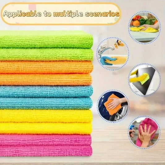 1/3/5/10Pcs Multi-Color Microfiber Cleaning Towels, Soft Quick Drying Water Absorbent Cloths for Home Kitchen Bathroom Hotel…