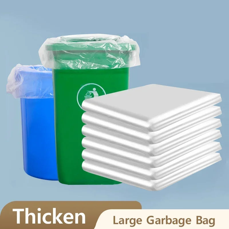 50PCS 80x100cm Thickened PE Garbage Bags Eco Friendly Large Capacity Strong Disposable Transparent for Household Hotel Stora…