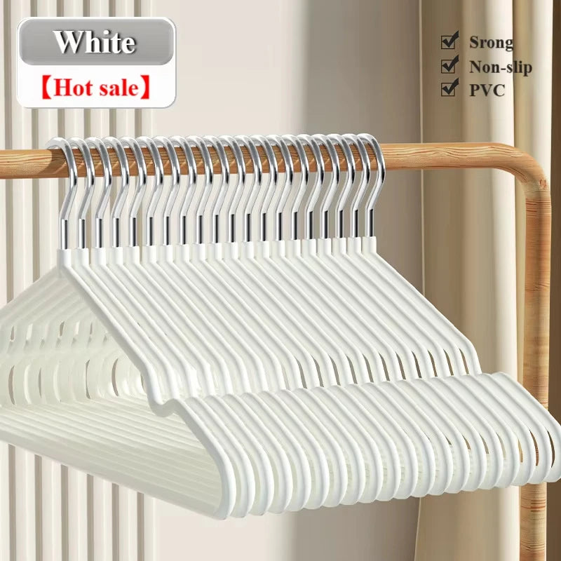 10pcs- Metal Traceless No-slip Clothes Hangers, Durable Strong Clothes Racks, Household Space Saver For Organization Of Bedr…