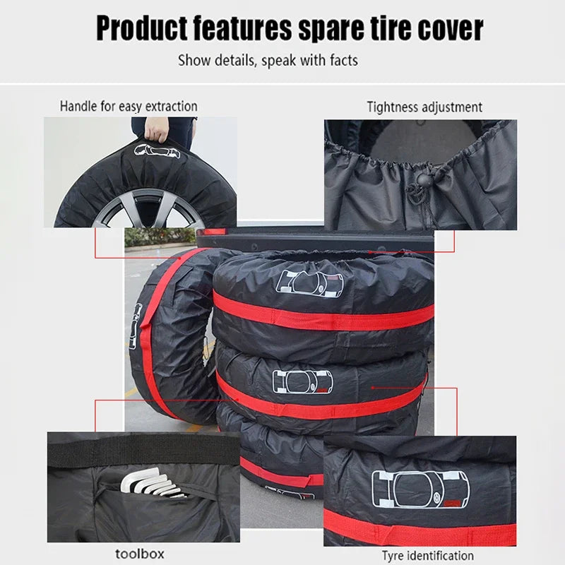 Tire Storage Bags Dustproof Waterproof S/L Universal Car Spare Cover Case Polyester Vehicle Wheel Protector Portable Wheel B…