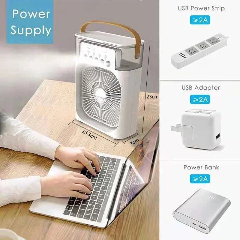 New 3 In 1 Fan AIr Conditioner Household Mini Air Cooler LED Night Light Portable Humidifier Air Adjustment Fan Office Home…