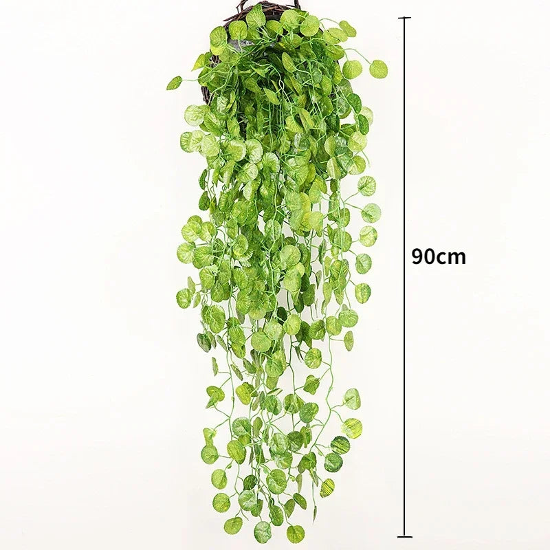 90cm Artificial Plant Vine Home Decoration Hanging Plastic Leaf Grass Garland Outdoor Wedding Party Decorations Fake Rattan…