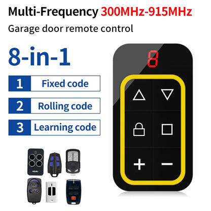 Universal Garage Remote Control Gate Key Duplicator Clone Multi-frequency Garage Door Controller 8 Channels 300-915Mhz 433Mhz