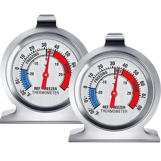2/4Pcs Refrigerator Thermometer -30~30°C/-20~80°F, Classic Fridge Analog Thermometer Large Dial with Red Indicator Thermomet…