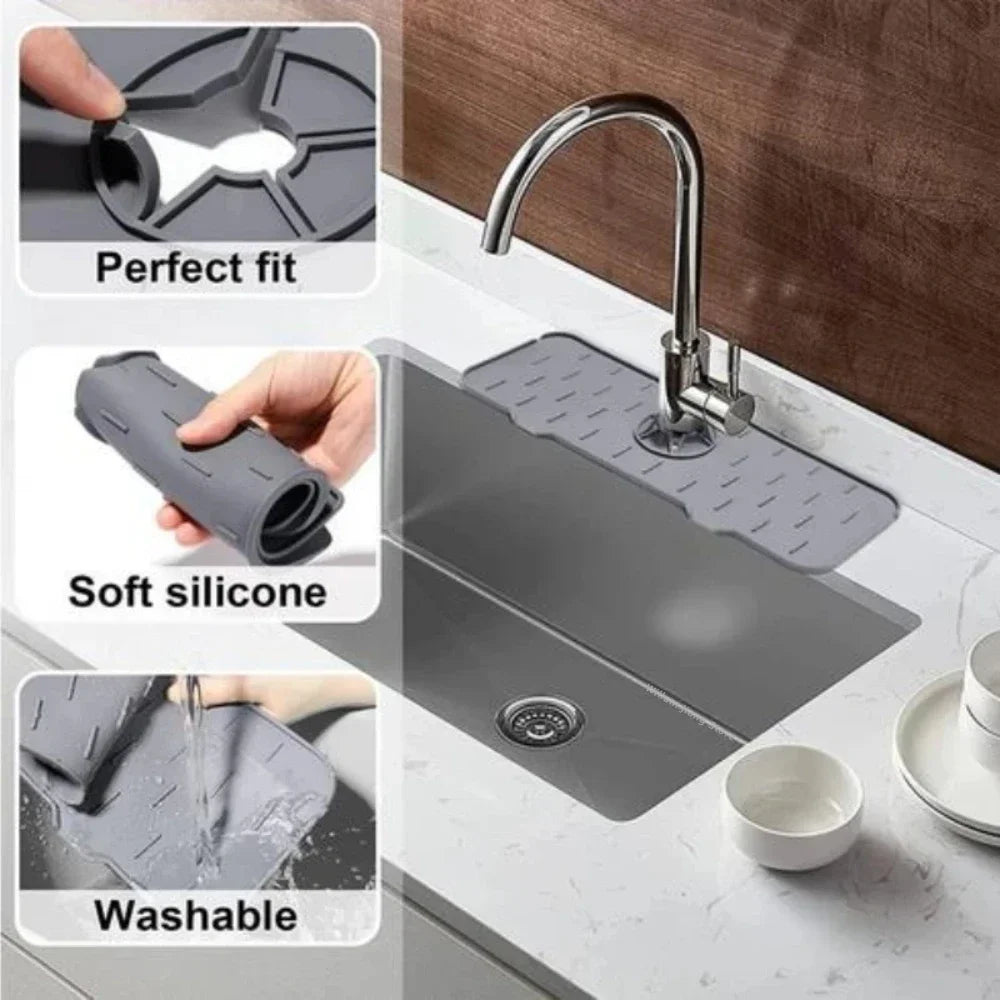 Silicone Mat Gourmet Faucet Kitchen Accessory Home Appliance Sponge Rack Kitchens Accessories Kitchen Sink Splash Guard for…