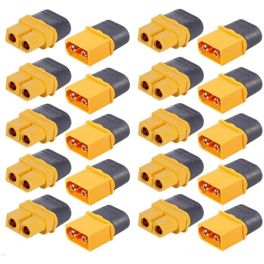 10 Pair XT60H (XT60 Upgrade) Connectors, XT60H Male Female Bullet Connectors Plugs with Sheath for Lithium Battery RC Planes…
