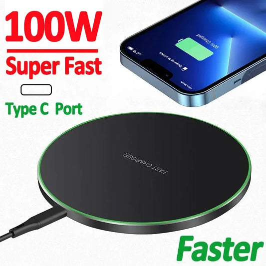 100W Fast Wireless Charger Pad For iPhone 15 14 13 12 X Pro Max 8 Samsung Galaxy S23 Xiaomi Wireless Charging Station Charge…