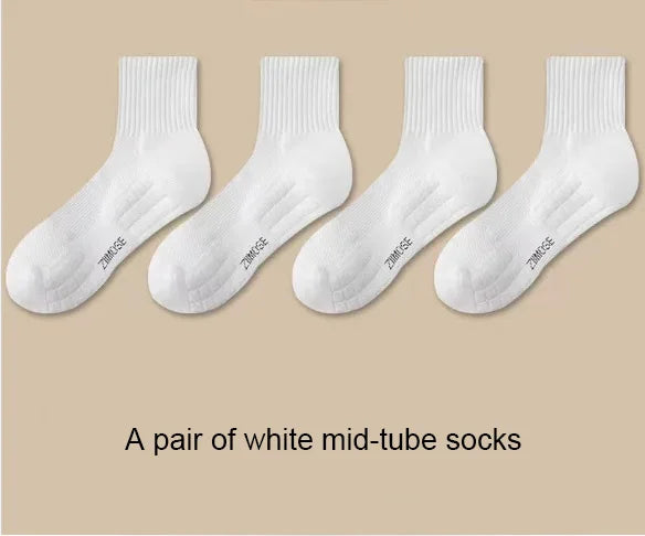 1pairs Socks Men's cotton deodorant winter towel bottom with velvet mid-tube white stockings thickened sports basketball soc…