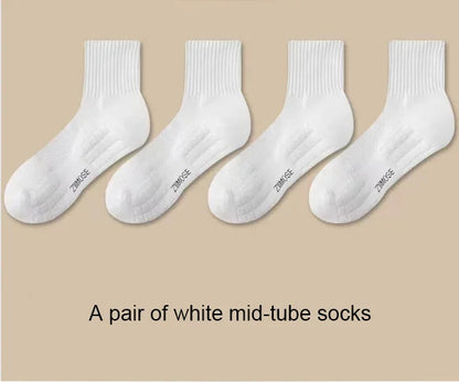 1pairs Socks Men's cotton deodorant winter towel bottom with velvet mid-tube white stockings thickened sports basketball soc…