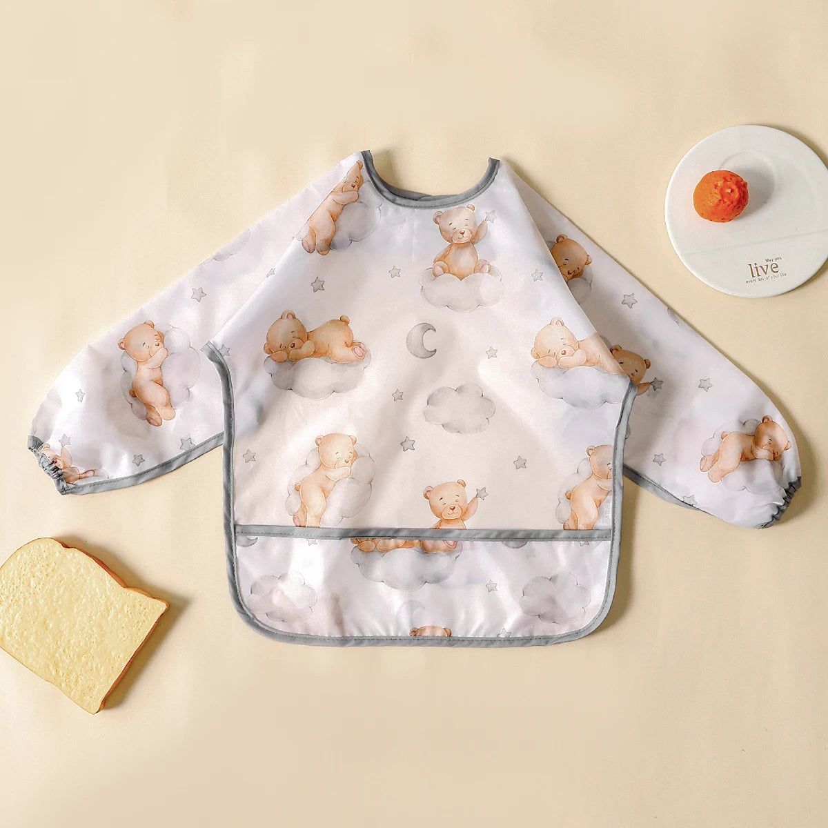 Elinfant 1PC Long Sleeve Bibs, Waterproof Feeding Bibs,Washable Burp Cloth,Coveralls Bibs,Easy To Clean,Wash-Free Eating Bib…