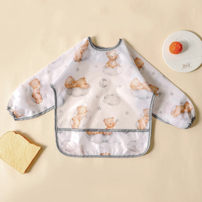 Elinfant 1PC Long Sleeve Bibs, Waterproof Feeding Bibs,Washable Burp Cloth,Coveralls Bibs,Easy To Clean,Wash-Free Eating Bib…