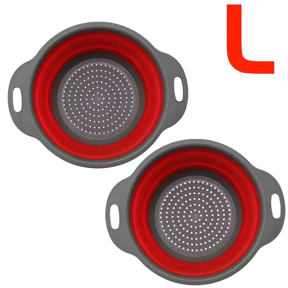 2PCS Silicone Folding Drainer Basket Fruit Vegetable Foldable Colander Kitchen Strainer for Food Pasta Kitchenware Drain Dev…