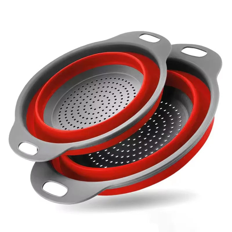 Silicone Folding Drain Basket Fruit Vegetable Washing Basket Foldable Strainer Colander Collapsible Drainer Kitchen Storage…