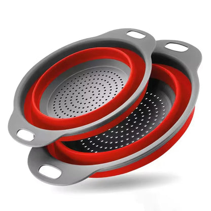 Silicone Folding Drain Basket Fruit Vegetable Washing Basket Foldable Strainer Colander Collapsible Drainer Kitchen Storage…