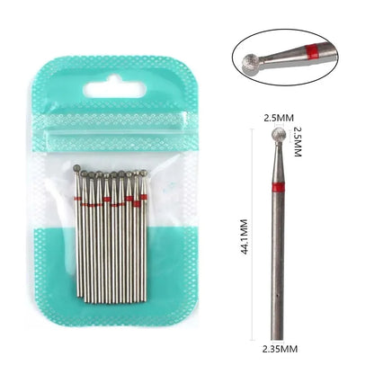 10pcs Diamond Milling Cutter Nail Drill Bits Set For Manicure Accessory Pedicure Eletric Machine Nail Bit Brush Burr Tools -…