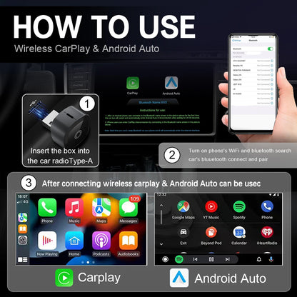 XUDA 2in1 Wireless CarPlay Adapter Android Auto AI Smart Box Car Intelligent Systems For VW Toyota Nissan Honda Ford Benz -…