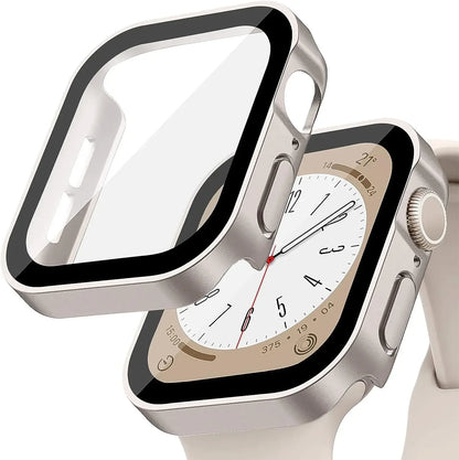 Tempered Glass+Cover For Apple Watch 11 10 9 8 7 46mm 42mm PC Bumper Screen Protector Case iWatch Series 7 6 5 4 SE3 44 40 4…