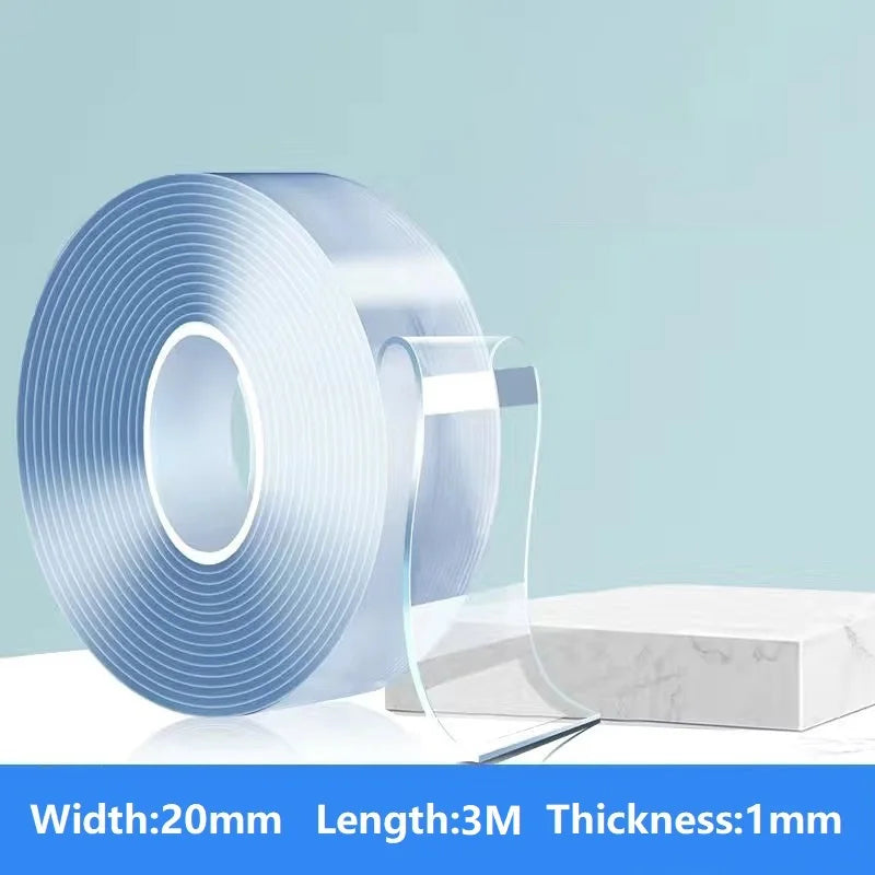 1/3/5M Double Sided Tape Transparent Acrylic Reusable Waterproof Adhesive Tracsless Tape Gadget Cinta Doble Cara Nano Tapes…