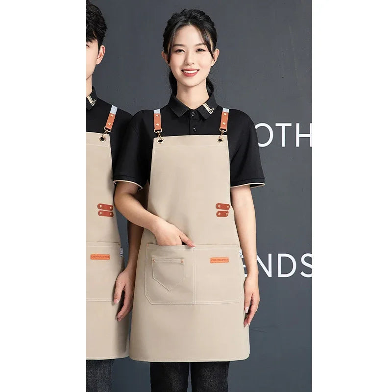 Customized Canvas Apron with Logo Custom for Nail Art Baking Coffee Bubble Shop Barber Canvas Waterproof Work Uniex Clothes…