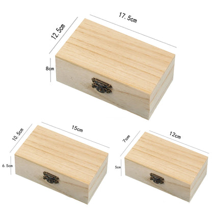 1/3pcs Log Color Scotch Plain Wood Wooden Square Hinged Storage Boxes Craft Gift Box Handmade Case Box Storage Organization…