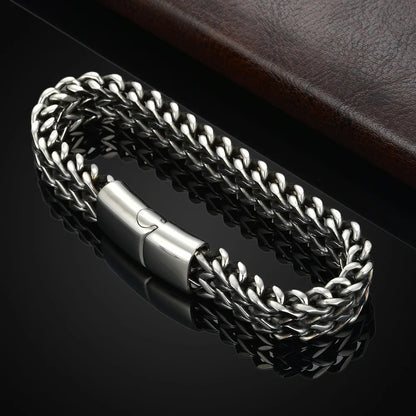 Stainless Steel Braided Double Row Front and Rear Fish Scale Alloy Magnetic Buckle Bracelet with Keel Jewelry New Model - im…