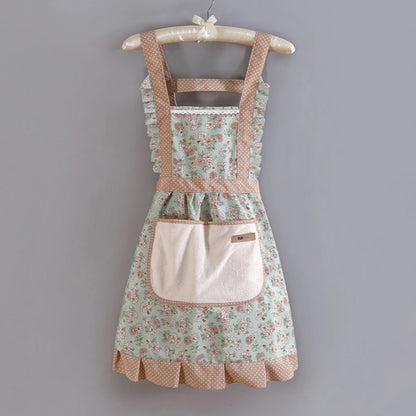 1 Piece For Women's Floral Home Apron With Pocket, Adjustable Apron For Kitchen, Cooking, Baking, Grilling, Chef's Apron - i…
