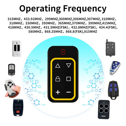 Universal Garage Remote Control Gate Key Duplicator Clone Multi-frequency Garage Door Controller 8 Channels 300-915Mhz 433Mh…