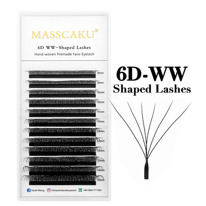 MASSCAKU 3D 4D 5D 6D 7D 8D 10D W Shaped Eyelash Natural Soft Lightweight Individual W Style Premade Fans Eyelashes Extension…