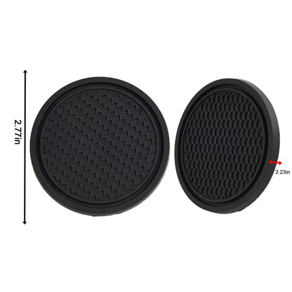 2pcs Black Car Auto Cup Holder Anti Slip Insert Coasters Pads Interior Accessories Universal Fits Perfectly For Most Cups -…