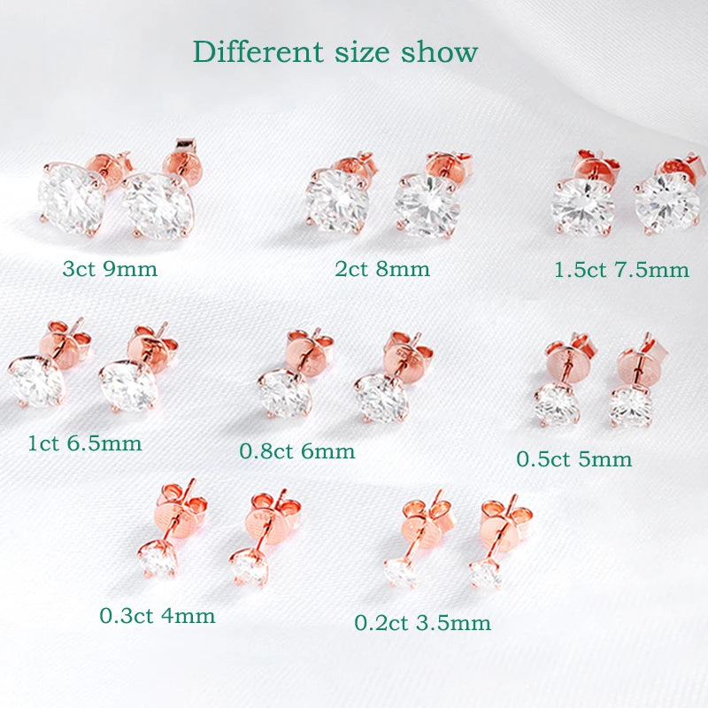 Smyoue 0.2-3CT Rose Gold Color Moissanite Stud Earrings for Women Sparkling Classic Wedding Lab Diamond Earring Pure 925 Sil…