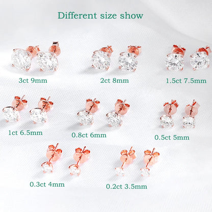 Smyoue 0.2-3CT Rose Gold Color Moissanite Stud Earrings for Women Sparkling Classic Wedding Lab Diamond Earring Pure 925 Sil…