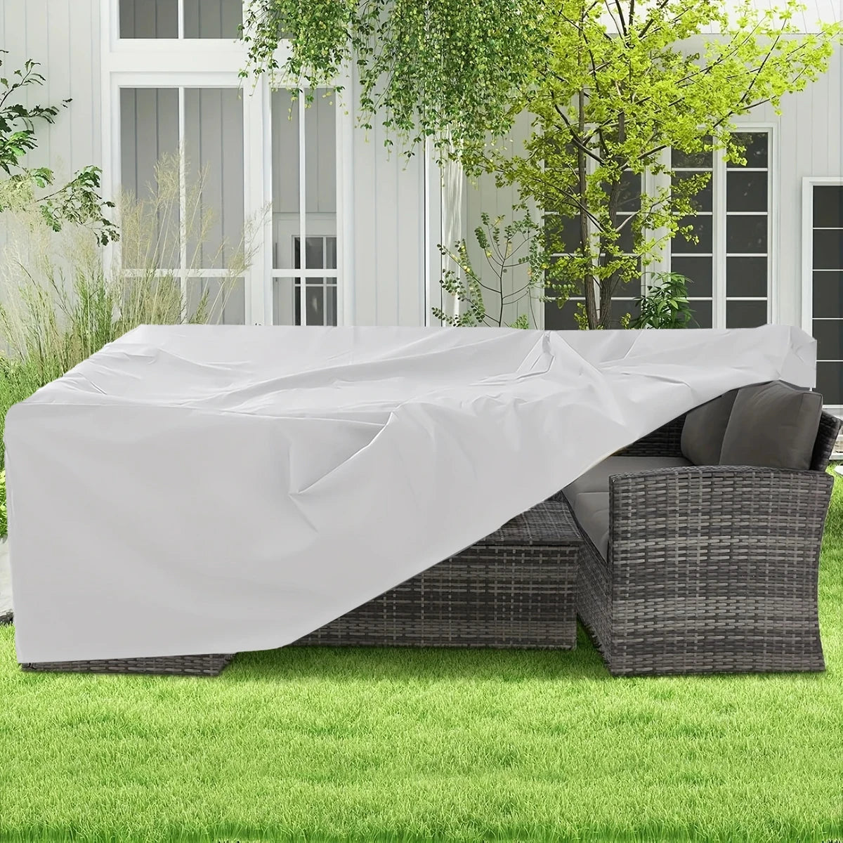 Multi-size Large Rectangular Table Cover Durable Garden Furniture Protective Cover UV Protection Suitable for Outdoor Use -…