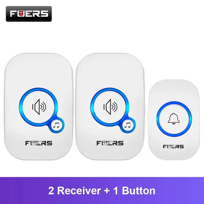 Fuers Wireless Doorbell Waterproof Door Chime Kit Welcome Chime Home Door Bell Intelligent 32 Songs Melodies Sound And LED -…