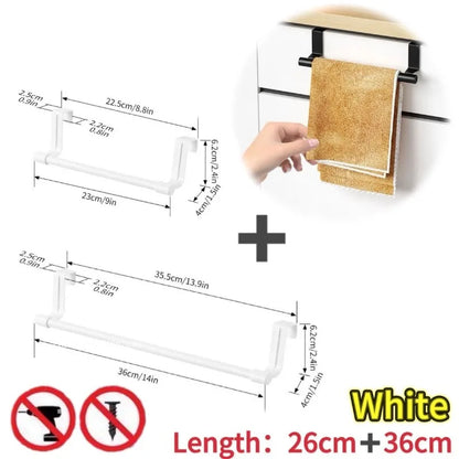 1/2pcs Wall-Mounted Kitchen Cabinet Towel Rack - Space-Saving Dishcloth Holder for Home and Bathroom No Drilling Require - i…