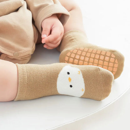 6 Pairs Kids Non-Slip Socks Cute Cartoon Fox and Bear Pattern Childrens Boys Girls Floor Socks Comfortable for Toddler - ima…