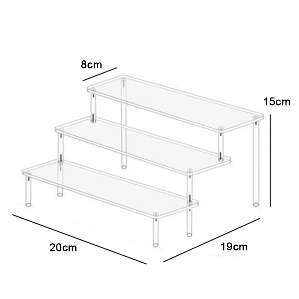 1-4 Tier Acrylic Display Stand Durable Display Rack For Cupcake Perfume Doll Transparent Trapezoidal Blind Box Storage Shelf…