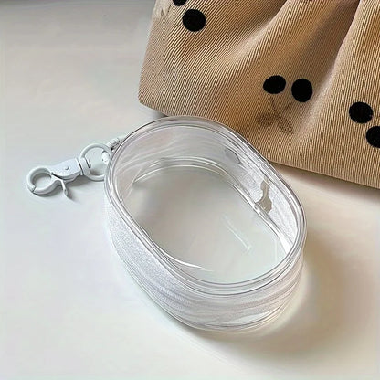 Portable Mini Clear Zipper Storage Bag - Space-Saving Organizer for Earphones & Chargers, Versatile with Handy Keychain Loop…