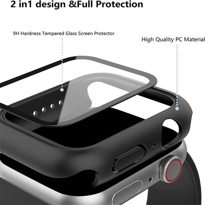 Tempered Glass+Case For Apple Watch 38mm 40mm 41mm 42mm 44mm 45mm 46mm Screen Protector Protective Cover iWatch 10 8 7 9 6 S…