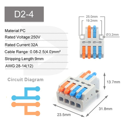 5PCS Fast Wire Connector Push-in Electrical Terminal Block Universal Splicing Wiring Cable Connectors For Cable Connection S…