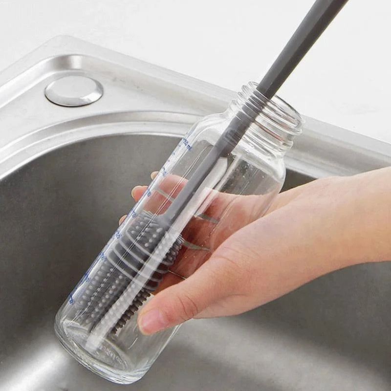 Silicone Milk Bottle Brush Cup Scrubber Glass Cleaner Kitchen Cleaning Tool Long Handle Drink Bottle Glass Cup Cleaning Brus…
