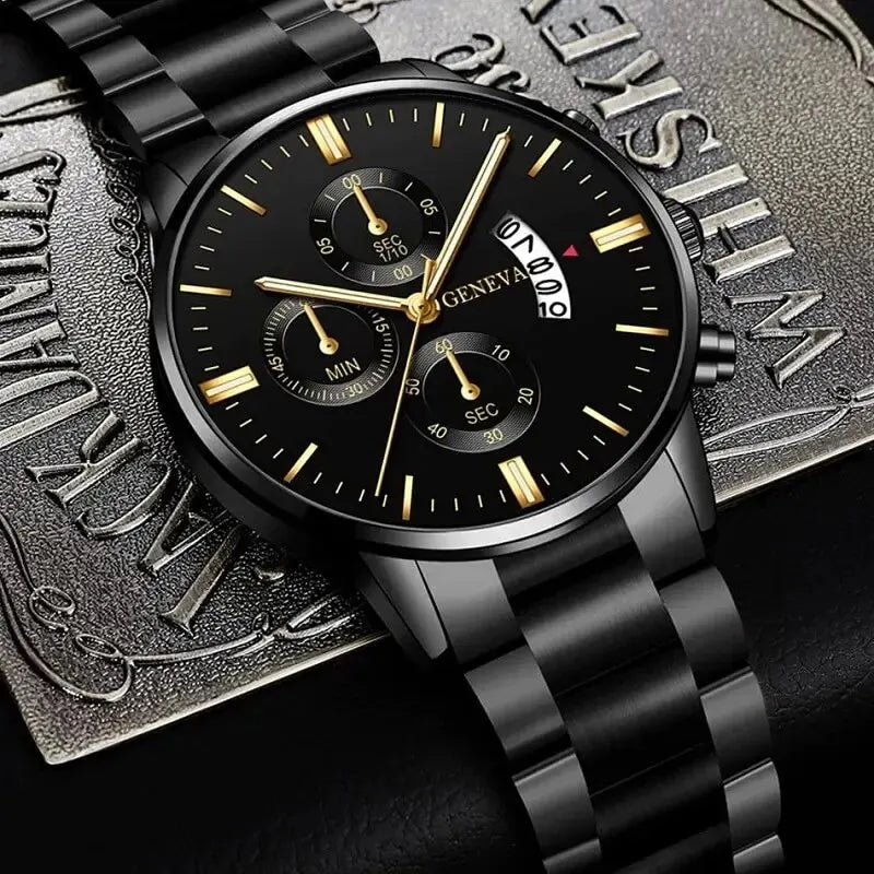 Fashion Men Stainless Steel Watch Luxury Calendar Quartz Wrist Watch Mens Business Watches for Man Clock Montre Homme - imag…