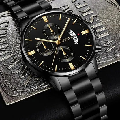 Fashion Men Stainless Steel Watch Luxury Calendar Quartz Wrist Watch Mens Business Watches for Man Clock Montre Homme - imag…